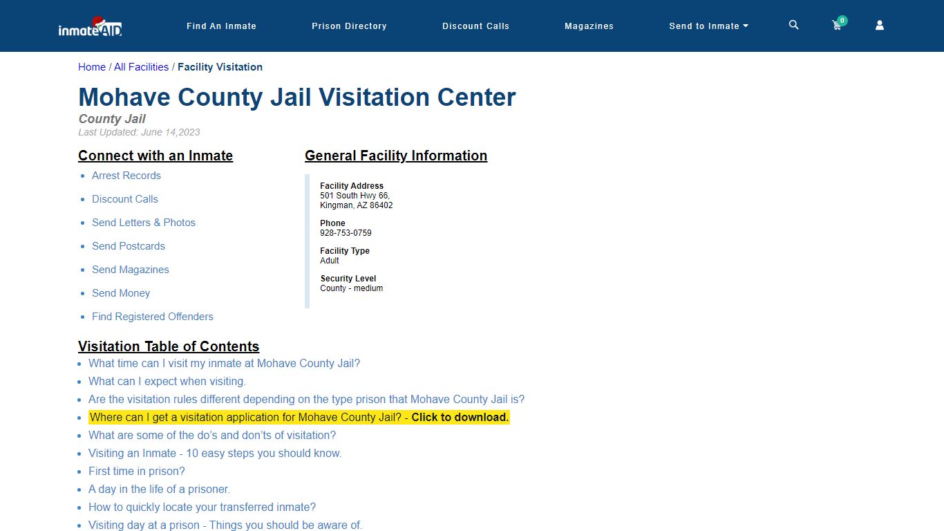 Mohave County Jail | Visitation, dress code & visiting hours - InmateAid